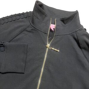 Lilly Pulitzer Skipper Popover Black Ponte Dress Gold Zipper Trim Detail Size S